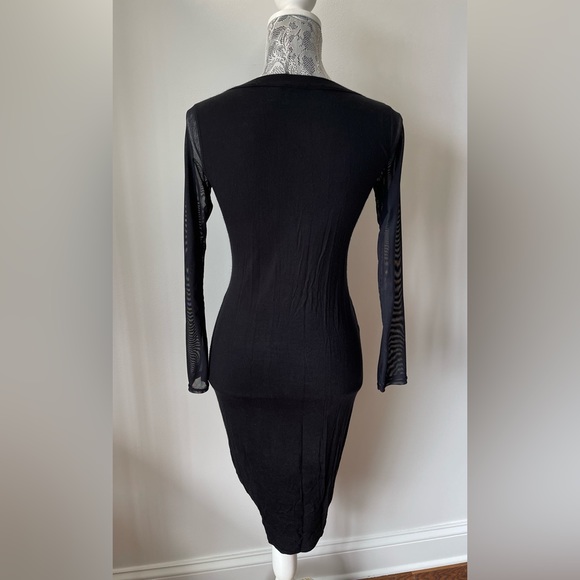 Boohoo Night Black Ruched Midi Bodycon Dress with Drawstrings - Picture 5 of 5